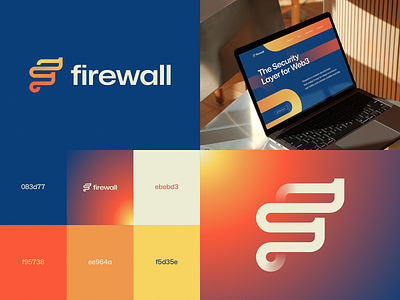Firewall Unused Logo Concept branding crypto cyber cybersecurity fintech fire forewall gradient icon identity lepisov logo protect rebrand saas security tech wall web3