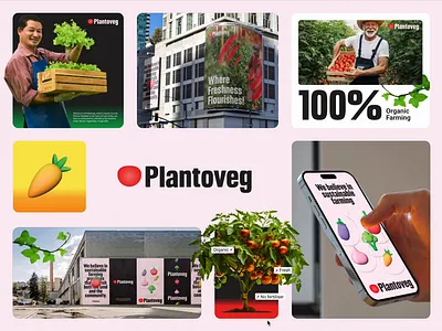 Plantoveg - Agro Farm Brand Identity Design ads agro billboard brand identity branding creative design farm farming graphic design logo motion graphics plant social media startup vector vegetables