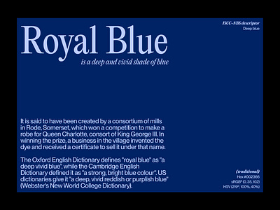 Royal Blue | Editorial layout, pt. 7 design editorial figma graphic design grid landing landing page layout minimal minimalism minimalist poster swiss typographic typography ui ui design user interface web web design