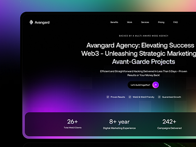 Avangard WEB3 Marketing Agency Website animation branding dark theme dark ui design graphic design landing page marketing ui saas saas landing page ui uidesign web3 agency web3 design web3 landing web3 landing page web3 marketing web3 site web3 ui website