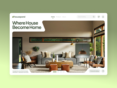 Housepond - furniture store clean company company profile fluid furniture furniture developer furniture online store furniture store green house fittings landing landing page minimal modern profile store ui uiux web web design