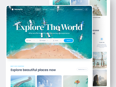 Travadog - Travel Landing Page design landing page travel travel web travel website traveler traveling ui ui kit web web design website