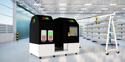 A rendered model of the futuristic scanner machine 3d 3d printing battery design graphic design