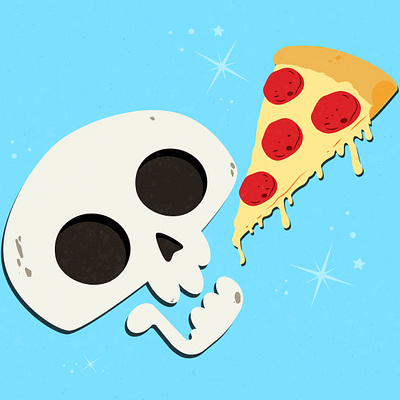Happy Pizza Skull design illustration vector