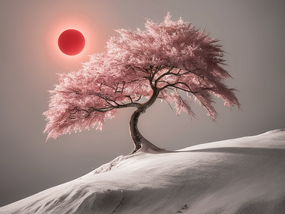 Red Moon Sakura Tree branding design graphic design illustration moon sakura tree studio vector
