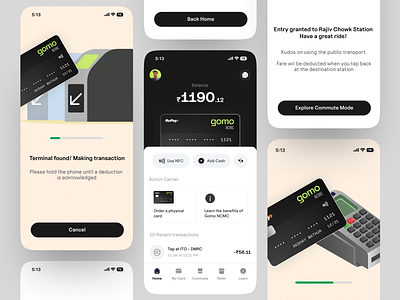 Modern Mobility and Re-chargable Card Application app booking branding bus card checkout credit card design finance fintech ios payment subway train transaction transportation ui