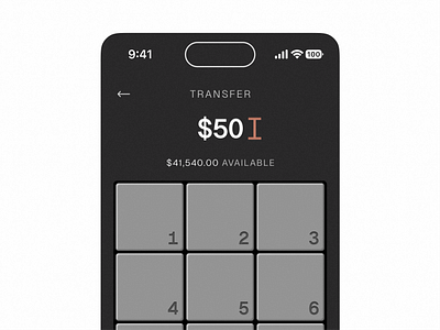 Transfer Money 💸 app application button calculator clean design finance fintech fund icon input interface ios minimal money simple square transfer typing ui