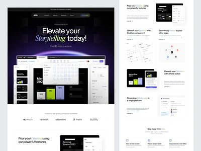 Glide Landing Page - Presentation Online Platform branding components design daily dashboard design glide graphic design illustration landing page online platform presentation saas ui ui design uiux ux