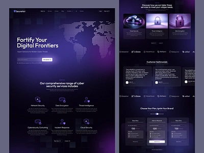 Cyber Security Service Landing Page business company cyber homepage landing page network safety security service solutions threats ui uiux web design website