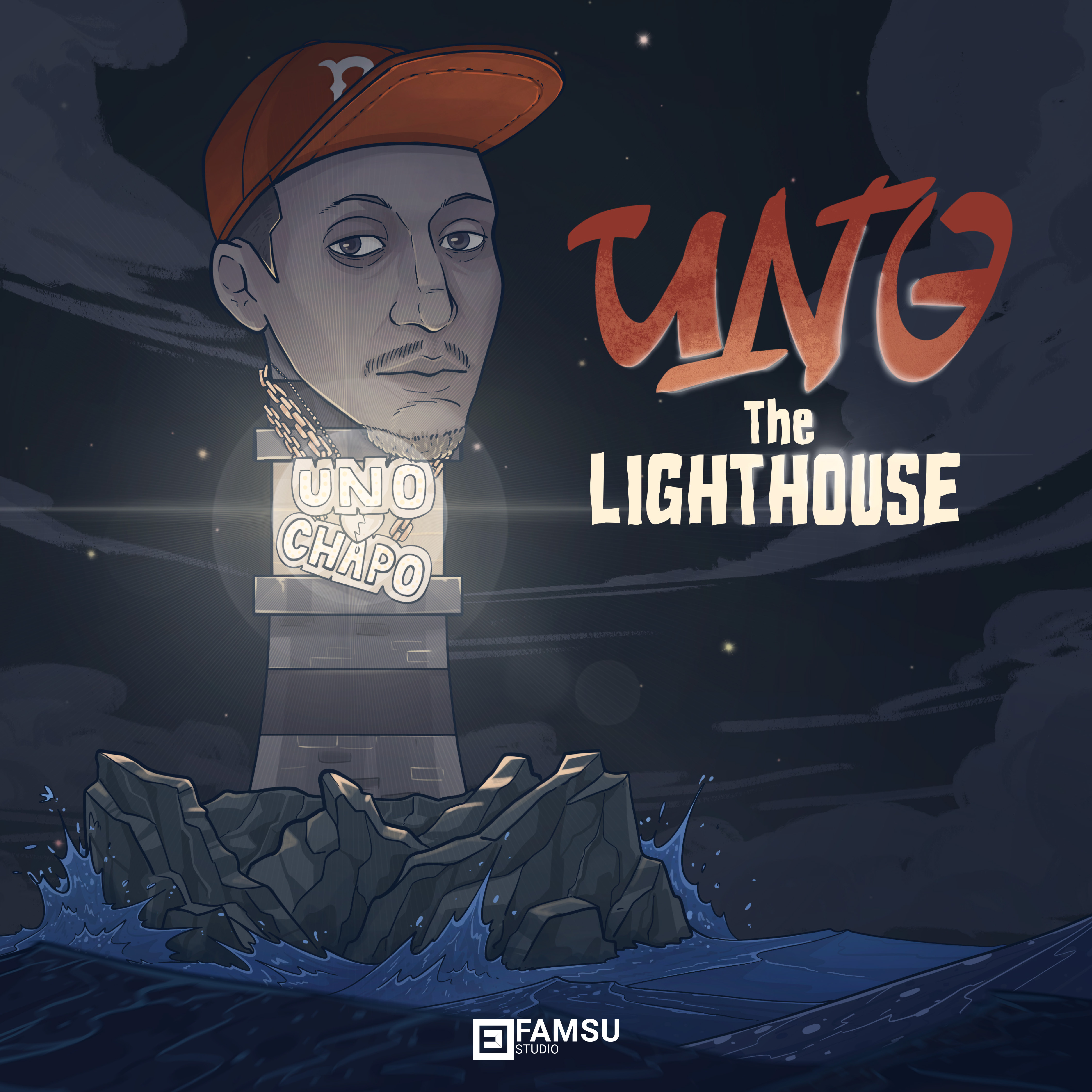 Uno the Lighthouse Cover Album character concept design concept illustration cover cover album cover design custom design illustration lighthouse sea seashore studio