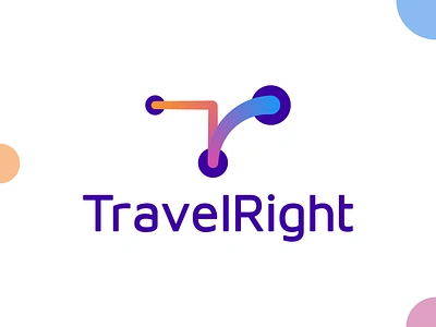 TravelRight, TR monogram, travel path, logo for travel insurance agency connected guide insurance letter mark monogram logo logo design modern planner r safety t tour tourism tr travel traveling travelling trip trips