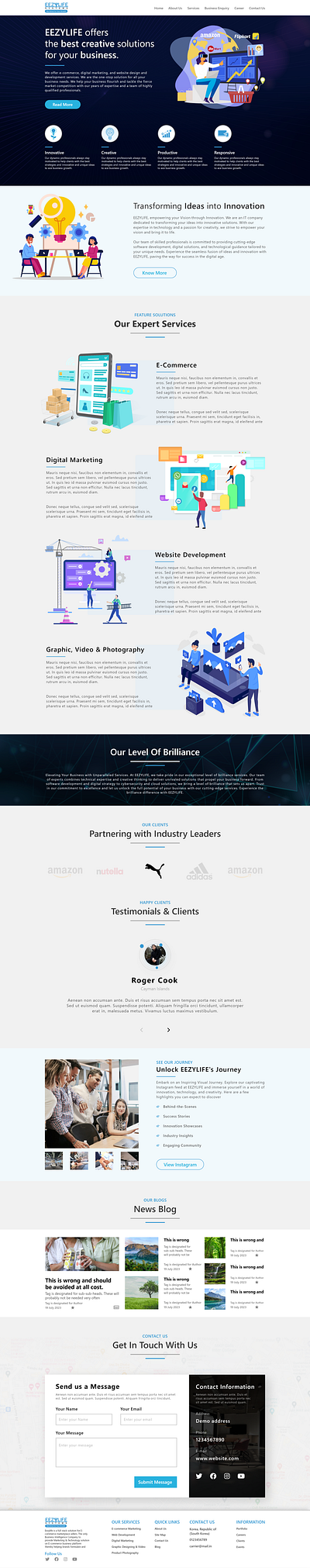 E-Commerce & Digital Marketing Company Website Home Page branding graphic design homepage ui