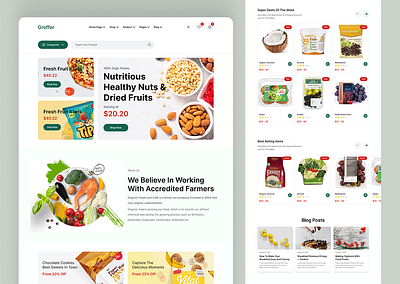 Grocery Shopping Landing page agency branding design food graphic design grocery grocery shop illustration landingpage logo online product shop ui ux vector website