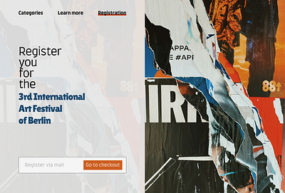 Register for an event page design typography ui