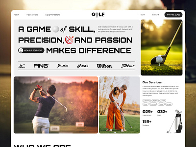 Golf branding design golf graphic design hero banner illustration landing page logo sports typography ui ux vector web website