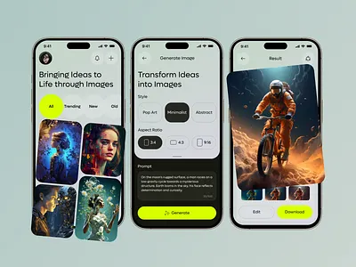 AI Art Generator App UI ai ai art ai mobile app app design app ui art generator artificial intelligence artwork clean design generative ai image ai image generator machine learning mobile app mobile design mobile ui product design text to image uiux