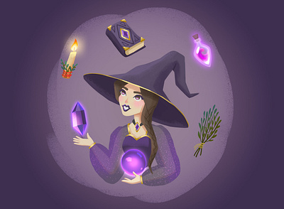 Witch 2d art 2d game character conceptart digitalart fairytale fantasy illustration magic portrait props tale witch witchatributes