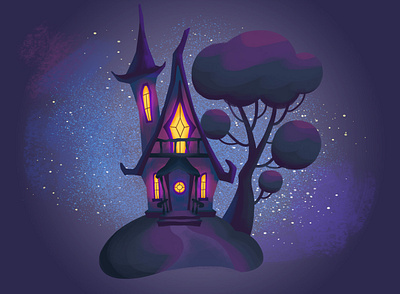 Witch's house 2d art 2d game conceptart digitalart environment fairytale house illustration magic night tale witchs house