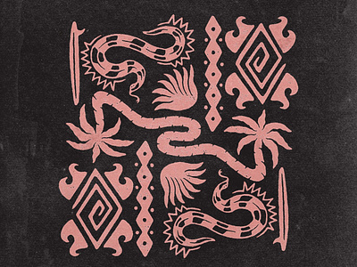 Beach Ornament - Illustrations angonmangsa badges beach branding design flame graphic design graphicdesign hand drawn illustration lockup logo merch ornaments palm snakes surf tiki vacation vintage