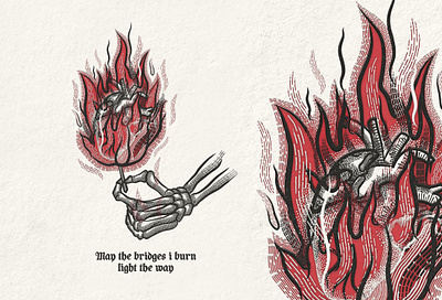 Burning bridges bandmerch design illustration procreate shirt tattoo vector
