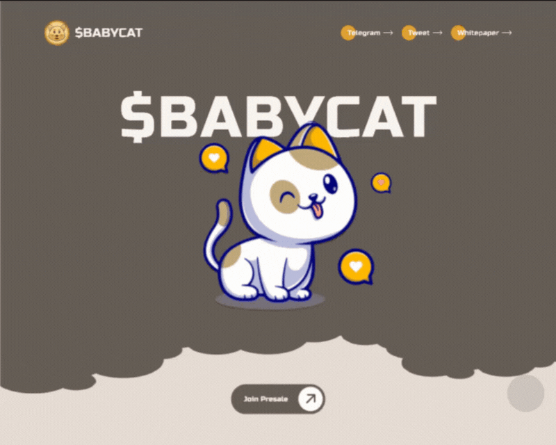 Babycat Meme Token landing page babycat crypto crypto landing page crypto token crypto token landing page landing page meme coin memecoin landing page memecoin website