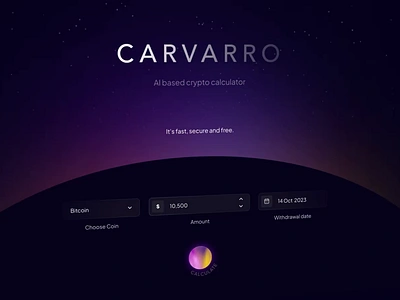 Carvarro — AI based crypto calculator animation calculator cry crypto dashboard desktop graphic design landing motion graphics ui