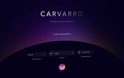 Carvarro — AI based crypto calculator animation calculator cry crypto dashboard desktop graphic design landing motion graphics ui