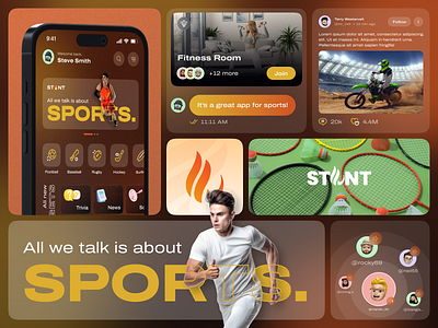 STUNT : All-in-One Sports Companion app app design branding chat room feed leaderboard live live audio live video mobile news reel shorts social sports trivia game ui user experience user interface ux