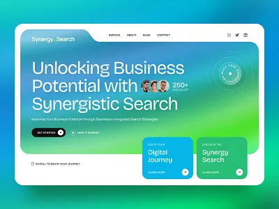 Synergy.Search - Digital Agency Website Header agency agency website company website design digital eliteflow studio user experience web design webflow website