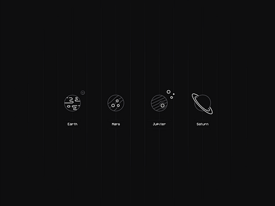 Planets black and white clean design earth iconography icons jupiter mars minimal planets saturn space ui ux