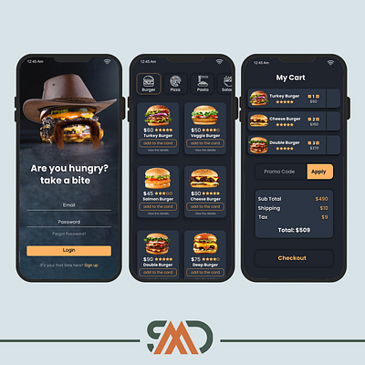 UI design for Mr. Burger application branding ui