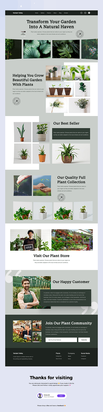 Plants Landing Page design figma plant plant website ui uxui uxui design web web design
