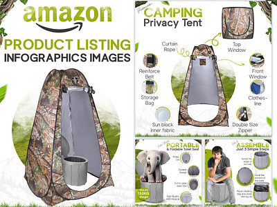 Amazon Listing Infographics Images || Privacy Tent adobe illustrator adobe photoshop amazon amazoninfographics amazonlisting amazonlistingimages ebc enhancebrandcontent graphic design infographics listingdesign listingimages