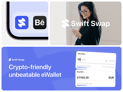 SwiftSwap — Product Visuals app app design branding crypto fiat finance graphic design logo mobile ui ux