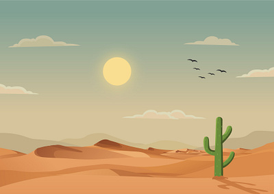 Desert Landscape Illustration arizona vibes artwork background cactus clouds day daylight desert explore graphic illustration landscape nature sahara sand sun vector vibes view wallpaper