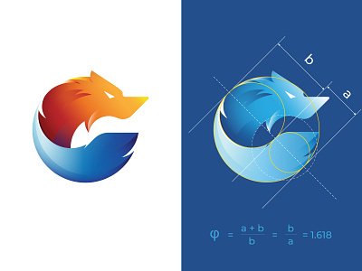 Wolf Logo & Animation Grid - Golden Ratio Grid animal logo brand branding creative logo dainogo golden ratio golden ratio grid golden ratio logo graphic design identity logo logo design logo grid logo portfolio logofolio symbol wolf logo