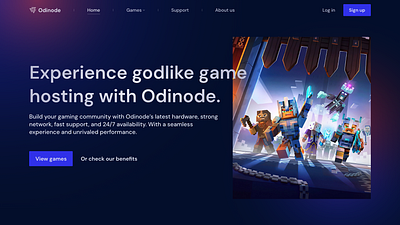 Game Hosting Landing page | Odinode game game hosting hosting landingpage ui ux