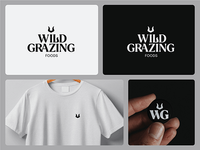 Wild Grazing Foods abstract animal branding concept eco g grazing healthy horns initials letter lettermark logo meats roxana niculescu simple vegetables w wild
