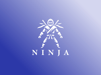 NINJA LOGO action actions blue branding graphic design human jump knife logo mask ninja shuriken stealth sword thief throw ui ux vector warrior