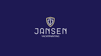 Jansen Yachtpainting blue boats branding clean gold grid initials logo monogram ocean painting rebranding sea ships symbol vector