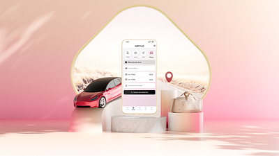 Swile Travel car rental 3d architecture branding car cinema4d gradient pastel redshift travel zen