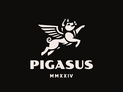 Pigasus branding concept logo pig