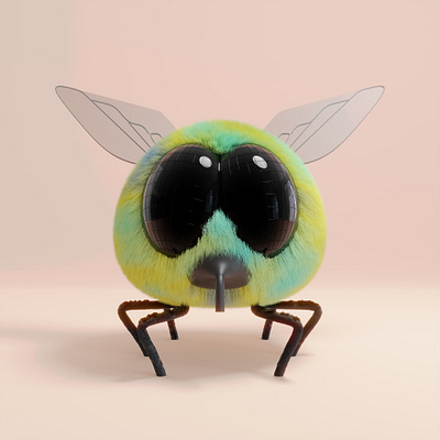 Fluffy bug 3D character design 3d 3d modeling blender character design fluffy