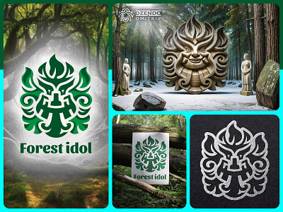 Forest idol logo branding cernunnos forest god idol forest guardian forest spirit green man horned god logo logo design nature deity tree god woodland deity