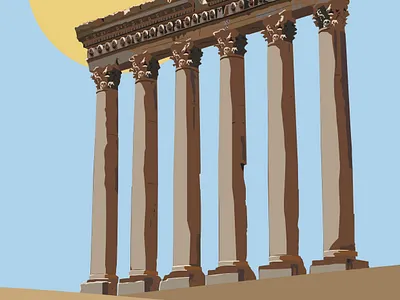 Illustration of Temple of Jupiter, Baalbek digital art graphic design illustration lebanon roman