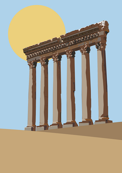 Illustration of Temple of Jupiter, Baalbek digital art graphic design illustration lebanon roman
