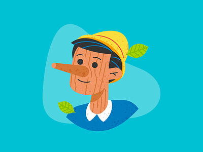 Pinocchio illustration boy brush character design figure flat geppetto illustration infographic nose portrait puppet stroke vector wooden