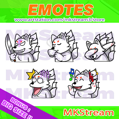 Twitch emotes kyubi fox sip, knife, dab, shock & dance pack animated emotes anime cute dab dance design discord emotes emote emotes evil face fox fox emotes illustration knife kyubi kyubi emotes shock sip sub badge twitch emotes