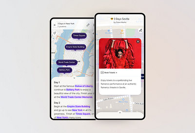 Mobile screens for the Textomap Web App ai maps mobile phone travel ui ux web design