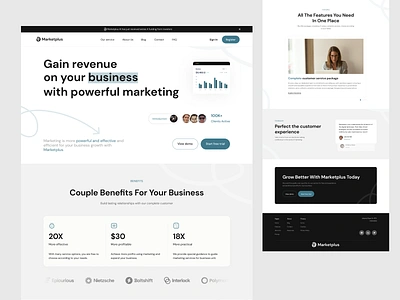 Marketplus+ Version 3 Landing page for Framer Template framer framer template landing page live template marketing website pixlayer saas ui website design